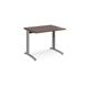 TR10 height settable straight desk 1000mm x 800mm - silver frame, walnut top