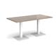 Brescia rectangular dining table with flat square white bases 1600mm x 800mm - barcelona walnut
