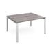 Adapt sliding top back to back desks 1400mm x 1200mm - silver frame, grey oak top