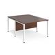 Maestro 25 back to back straight desks 1200mm x 1600mm - white bench leg frame, walnut top