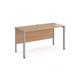 Maestro 25 straight desk 1400mm x 600mm - silver bench leg frame, beech top