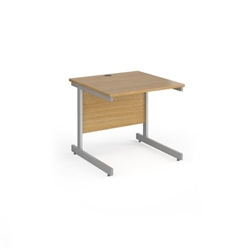Contract 25 straight desk with silver cantilever leg 800mm x 800mm - oak top