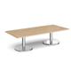 Pisa rectangular coffee table with round chrome bases 1800mm x 800mm - kendal oak