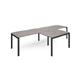 Adapt double straight desks 3200mm x 800mm with 800mm return desks - black frame, grey oak top