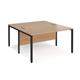 Maestro 25 back to back straight desks 1400mm x 1600mm - black bench leg frame, beech top