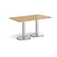Pisa rectangular dining table with round chrome bases 1400mm x 800mm - oak