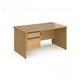 Contract 25 straight desk with 2 drawer graphite pedestal and panel leg 1400mm x 800mm - oak