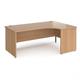 Contract 25 right hand ergonomic desk with panel ends and graphite corner leg 1800mm - beech
