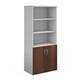 Duo combination unit with open top 1790mm high with 4 shelves - white with walnut lower doors