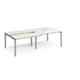 Adapt sliding top double back to back desks 2400mm x 1200mm - silver frame, white top with oak edging