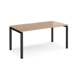 Adapt single desk 1600mm x 800mm - black frame, beech top