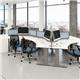 TR10 left hand wave desk 1600mm - white frame, oak top