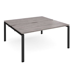 Adapt sliding top back to back desks 1600mm x 1600mm - black frame, grey oak top