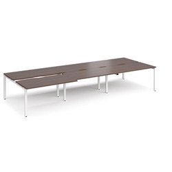 Adapt sliding top triple back to back desks 4200mm x 1600mm - white frame, walnut top