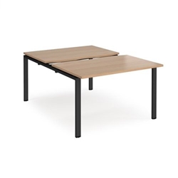 Adapt sliding top back to back desks 1200mm x 1600mm - black frame, beech top