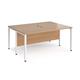 Maestro 25 back to back straight desks 1600mm x 1200mm - white bench leg frame, beech top