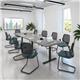 Elev8 Touch radial end boardroom table 2400mm x 1000mm - white frame, beech top
