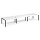 Adapt sliding top triple back to back desks 4800mm x 1200mm - black frame, white top