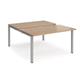 Adapt sliding top back to back desks 1400mm x 1600mm - silver frame, beech top