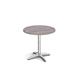 Roma circular dining table with 4 leg chrome base 800mm - grey oak