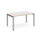 Adapt single desk 1400mm x 800mm - silver frame, white top with oak edging