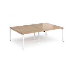 Adapt double back to back desks 2400mm x 1600mm - white frame, beech top