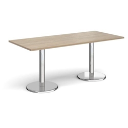 Pisa rectangular dining table with round chrome bases 1800mm x 800mm - barcelona walnut