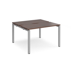 Adapt back to back desks 1200mm x 1200mm - silver frame, walnut top