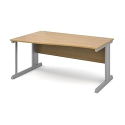 Vivo left hand wave desk 1600mm - silver frame, oak top