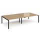 Adapt double back to back desks 3200mm x 1600mm - black frame, oak top