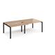 Adapt sliding top double back to back desks 2400mm x 1200mm - black frame, beech top
