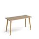 Giza straight desk 1400mm x 600mm with wooden legs - oak finish, oak top