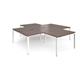 Adapt back to back 4 desk cluster 2800mm x 1600mm with 800mm return desks - white frame, walnut top