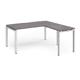 Adapt desk 1600mm x 800mm with 800mm return desk - white frame, grey oak top