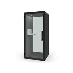 Chatbox single person acoustic hub 1m x 1m with shelf - black
