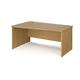 Maestro 25 left hand wave desk 1600mm wide - oak top with panel end leg