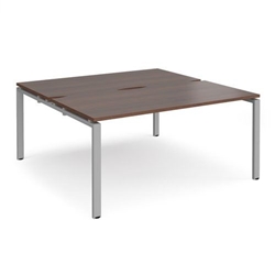 Adapt back to back desks 1600mm x 1600mm - silver frame, walnut top