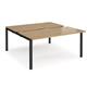 Adapt sliding top back to back desks 1600mm x 1600mm - black frame, oak top