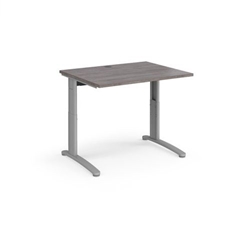TR10 height settable straight desk 1000mm x 800mm - silver frame, grey oak top
