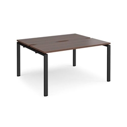 Adapt sliding top back to back desks 1400mm x 1200mm - black frame, walnut top