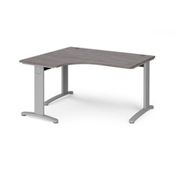 TR10 deluxe left hand ergonomic desk 1400mm - silver frame, grey oak top