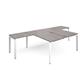 Adapt back to back desks 1600mm x 1600mm with 800mm return desks - white frame, grey oak top