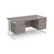Maestro 25 straight desk 1600mm x 800mm with two x 3 drawer pedestals - white cable managed leg frame, grey oak top