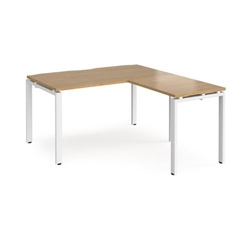 Adapt desk 1400mm x 800mm with 800mm return desk - white frame, oak top