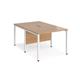 Maestro 25 back to back straight desks 1000mm x 1600mm - white bench leg frame, beech top