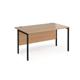 Maestro 25 straight desk 1400mm x 800mm - black H-frame leg, beech top