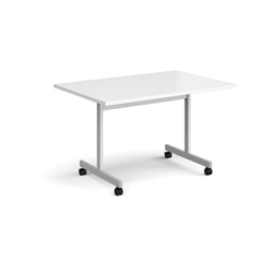 Rectangular fliptop meeting table with silver frame 1200mm x 800mm - white