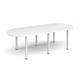 Radial end meeting table 2400mm x 1000mm with 6 white radial legs - white