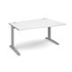 TR10 right hand wave desk 1400mm - silver frame, white top