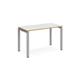 Adapt single desk 1200mm x 600mm - silver frame, white top with oak edging